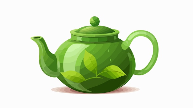 Vibrant Green Color Drink in Teapot Vector Illustration