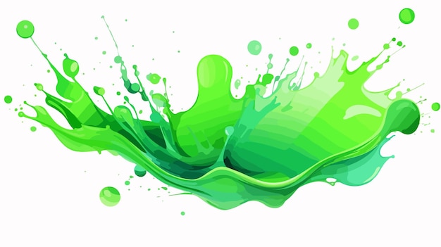 Vector vibrant green color splash on white background