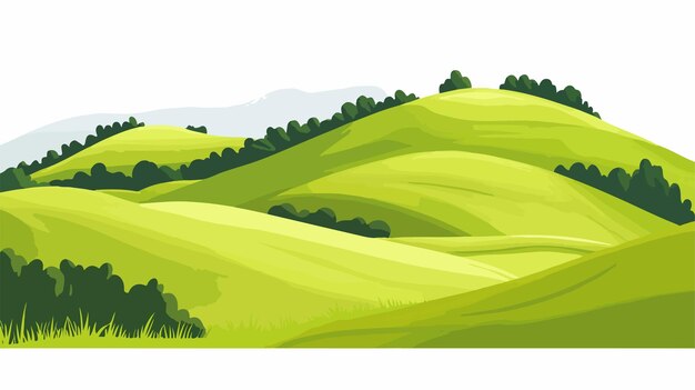 Vector vibrant green hill landscape vector isolated