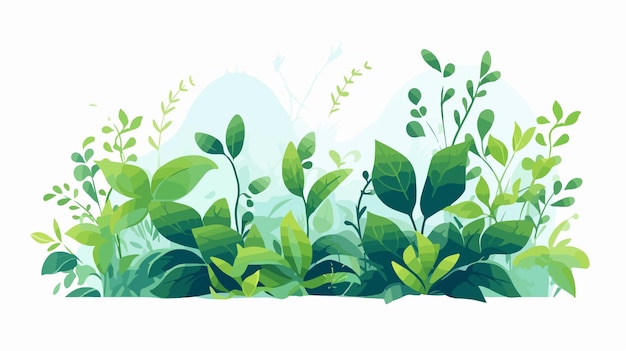 Vibrant Green Leaves Flat Style Vector Illustration