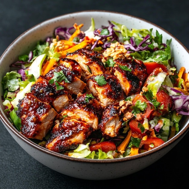 Vibrant Grilled Chicken Bowl A Colorful Medley of Fresh Vegetables and Savory Protein Delight