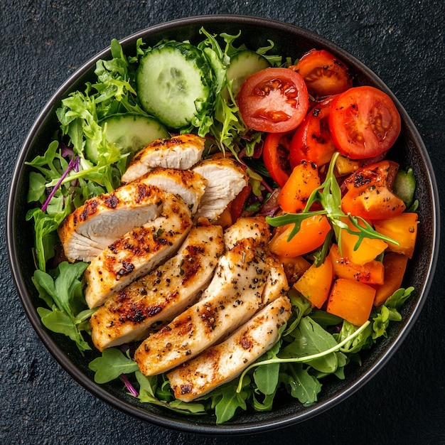 Vibrant Grilled Chicken Salad Bowl A Colorful Symphony of Fresh Vegetables and ProteinRich Delight