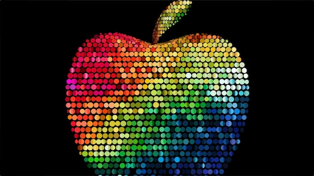 Vector vibrant halftone apple icon in spectrum colors