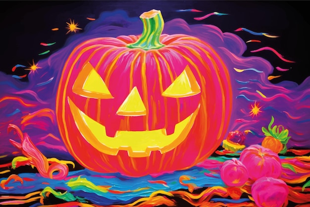 Vector vibrant halloween pumpkin art