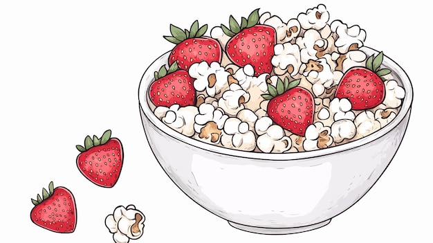 Vibrant Hand Drawn Strawberry Popcorn Illustration