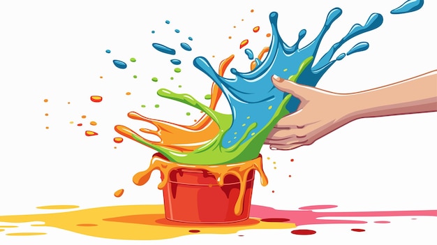 Vector vibrant hand splashing colorful paint abstract creative artwork concept