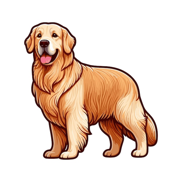 Vector vibrant and heartwarming golden retriever vector illustration beautifully isolated on a white background perfect for dog lovers and petthemed projects