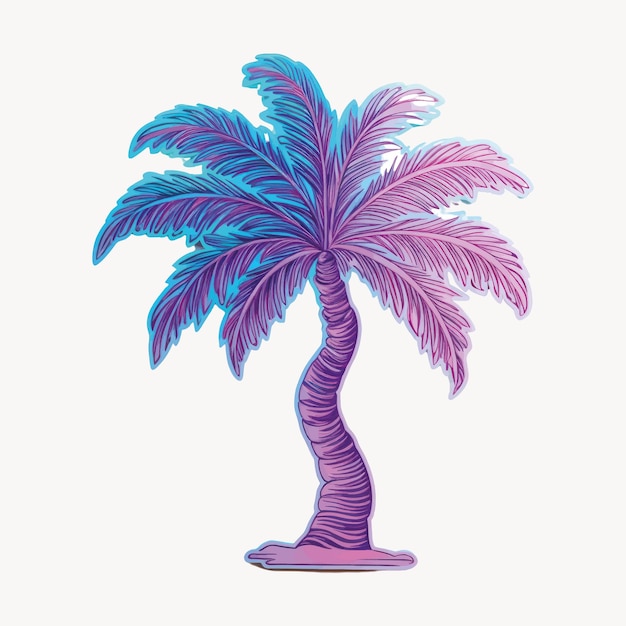 Vector vibrant holographic palm tree