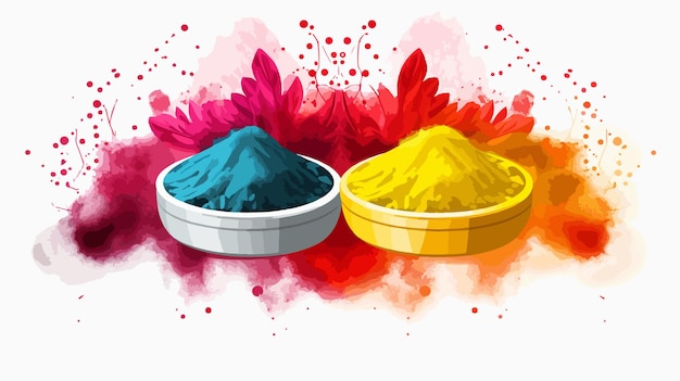 Vector vibrant illustration of colorful gulal powder elements of colors and pic