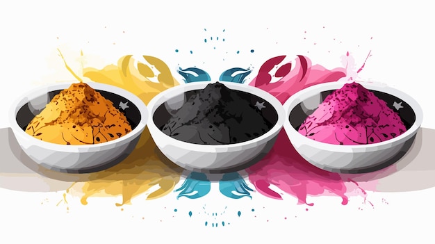 Vector vibrant illustration of colorful gulal powder elements of colors and pic