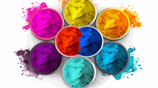 Vibrant Illustration of Colorful Gulal Powder for Festivals and Celebrations