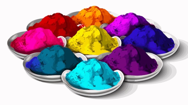 Vibrant Illustration of Colorful Gulal Powder for Festivals and Celebrations