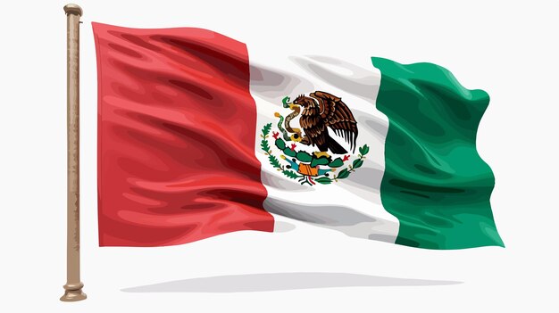 Vector vibrant illustration of mexico flag on white background