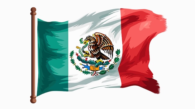 Vibrant Illustration of Mexico Flag on White Background