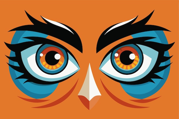 Vibrant and imaginative illustration featuring cartoonish oversized eyes in blue and orange hues Eyes Customizable Disproportionate Illustration