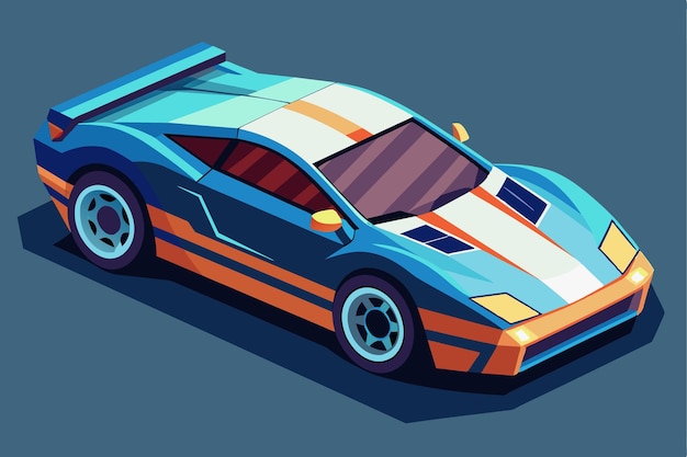 A vibrant isometric illustration showcases a customizable sports car with a sleek design and vivid colors Sports car Customizable Isometric Illustration