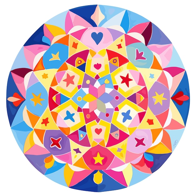 Vector vibrant mandala design children geometric shapes