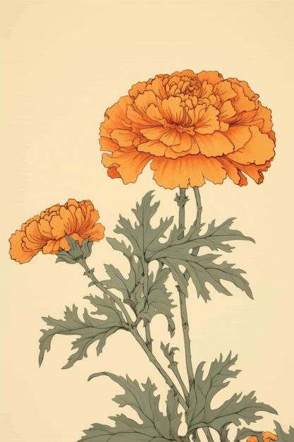 Vector vibrant marigold flower illustration