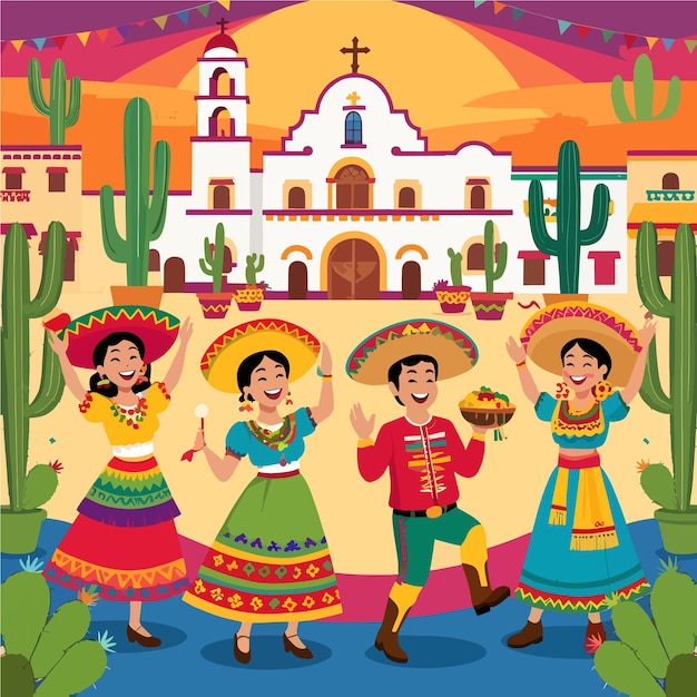 Vector vibrant mexican celebration vector illustrations