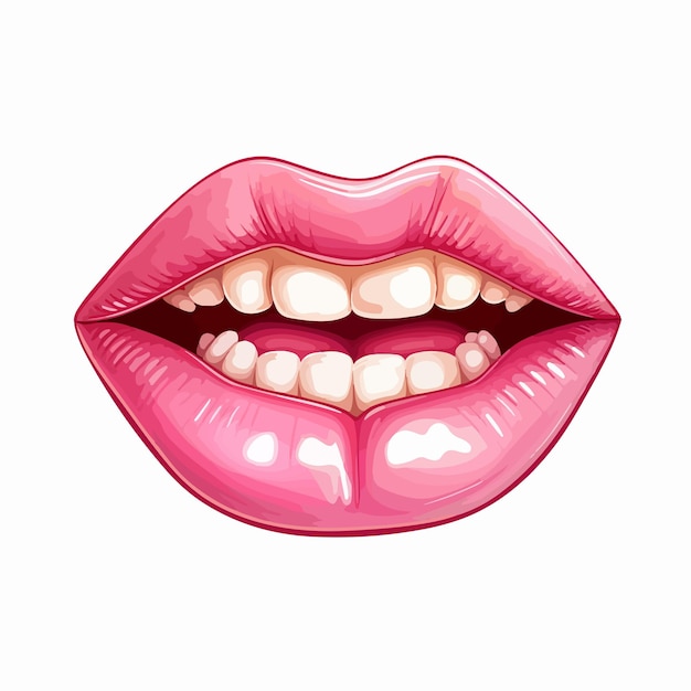 Vibrant Mouth and Tongue Vector Illustration Isolated on White Background