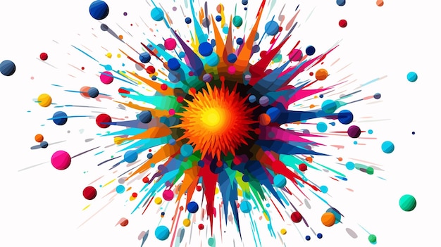 Vector vibrant multicolored spider explosion round cluster