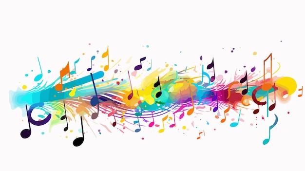 Vibrant Music Notes on White Background Illustration