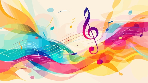 Vibrant Musical Notes Background with Clef for Creative Projects