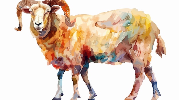 Vibrant Mutton Watercolor Illustration with Hand Drawn Underwater Theme