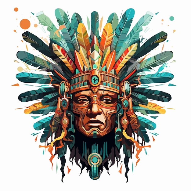 Vibrant Native American Chief Headdress Vector Illustration