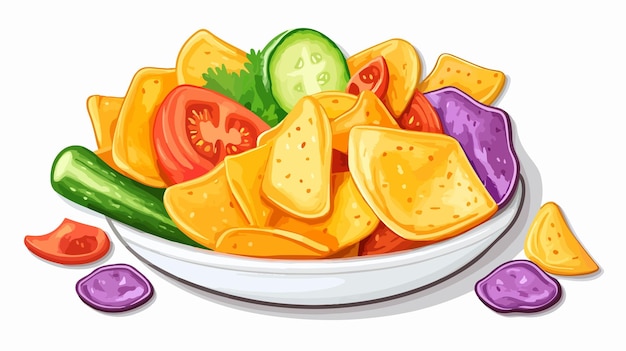 Vector vibrant natural chips concept sticker design