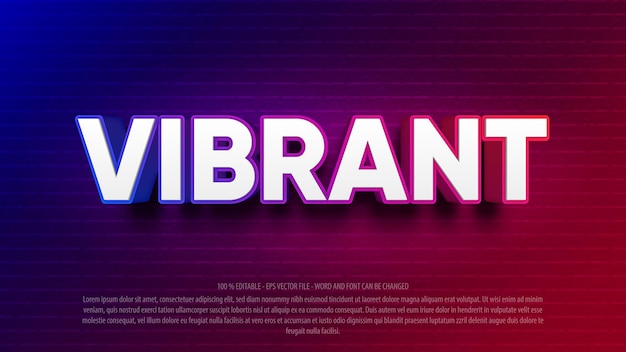 Vibrant neon style editable text effect