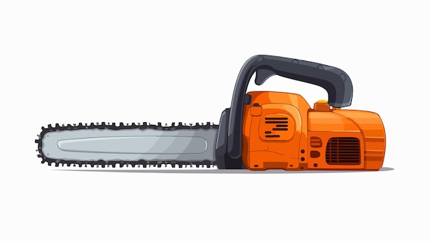 Vibrant Orange Chainsaw in Flat Style Vector Illustration