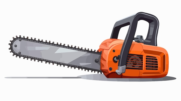 Vibrant Orange Chainsaw in Flat Style Vector Illustration