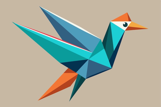 Vector a vibrant origami bird crafted from geometric shapes showcasing customizability and artistic flair origami bird customizable disproportionate illustration