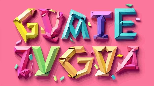 Vector vibrant origami style font with colorful letters vector