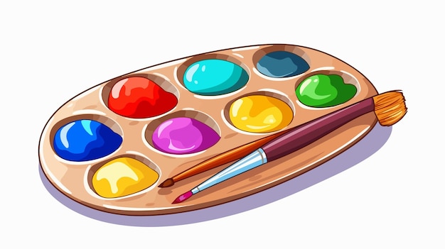 Vibrant Paint Palette and Brush for Artistic Creations