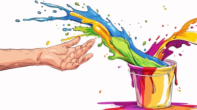 Vector vibrant paint splash by hand in closeup shot