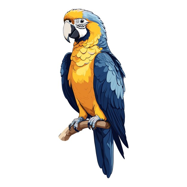 Vector vibrant parrot perched on branch illustration