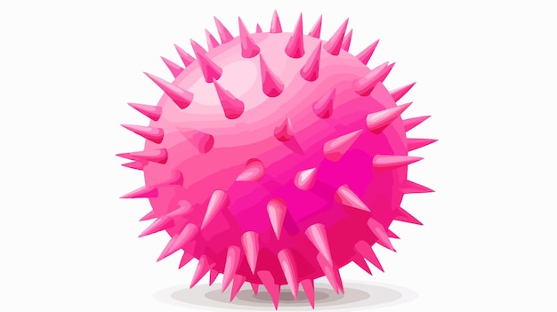 Vibrant Pink Thorny Ball on White Background Vector Illustration