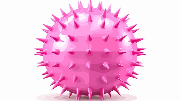 Vector vibrant pink thorny ball on white background vector illustration