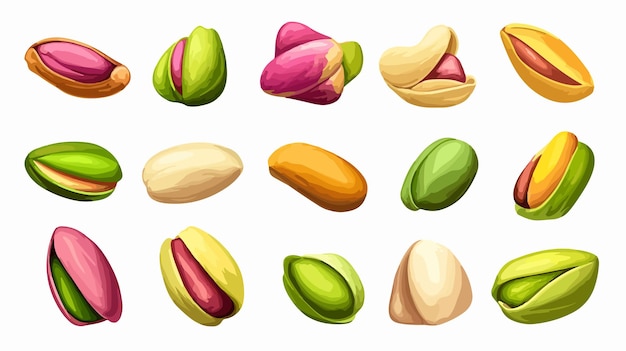 Vector vibrant pistachios nuts color vector illustration