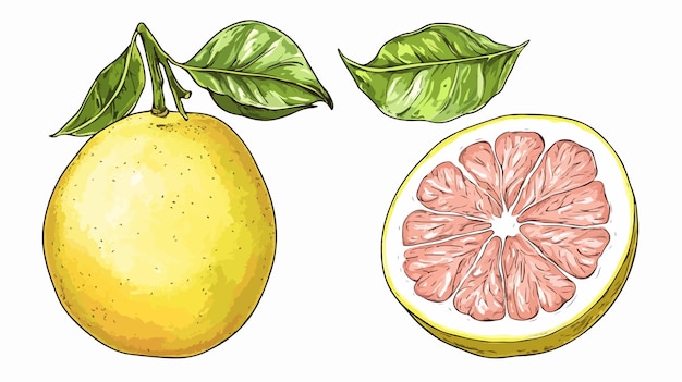 Vector vibrant pomelo isolated vector illustration for coloring page