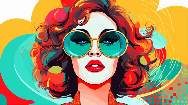 Vector vibrant pop art design on white background