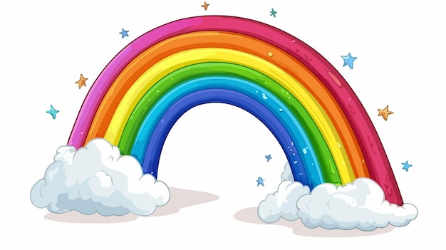 Vector vibrant rainbow with cloud illustration for design projects