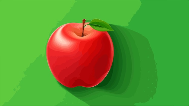 Vector vibrant red apple on fresh green fabric above view flat vector