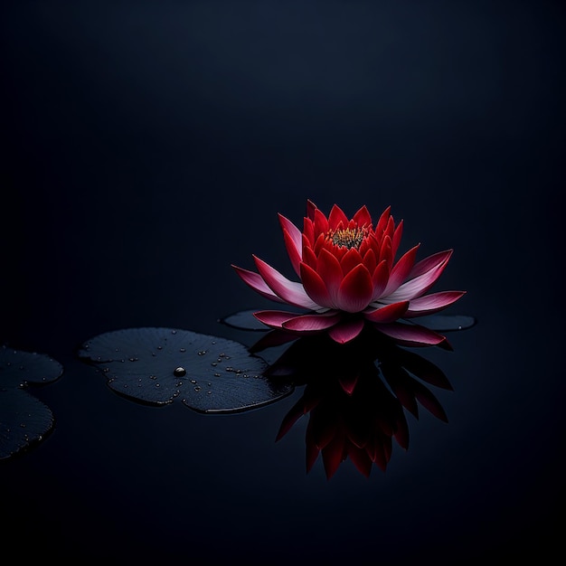 Vector a vibrant red lotus water lily blooming gracefully on the calm ai_generated