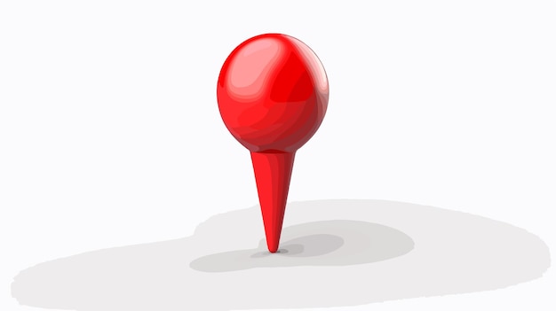 Vector vibrant red pin pointing destination on map 3d illustration