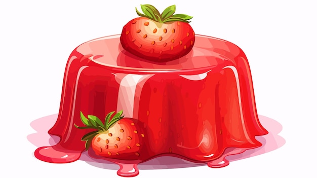 Vector vibrant red strawberry flavor jelly illustration for stock photos