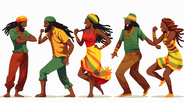 Vibrant Reggae Party with Rasta People Having Fun at Music Festival