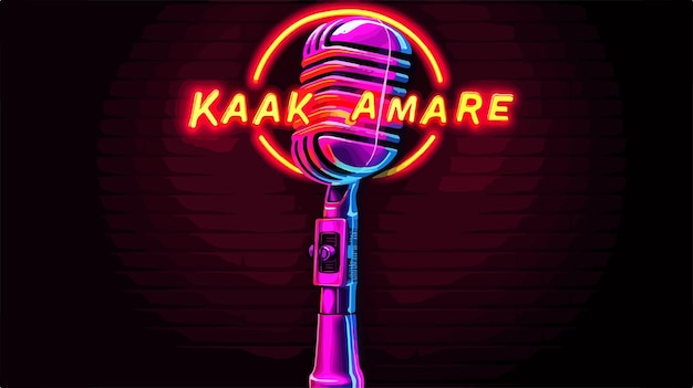 Vector vibrant retro neon karaoke sign vector design